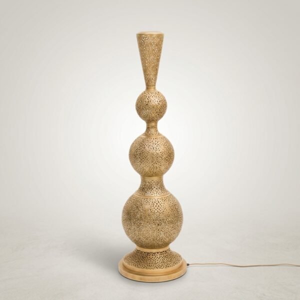 Aliyah Handmade Moroccan Brass Floor Lamp with Patterned Light Projection