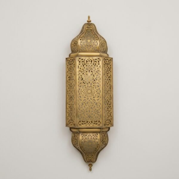 Jamila Handmade Antique Brass Wall Sconce with Arabic Floral Motif