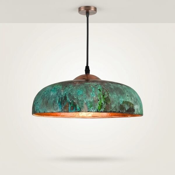 Handmade Green Patina Copper Dome Pendant Light