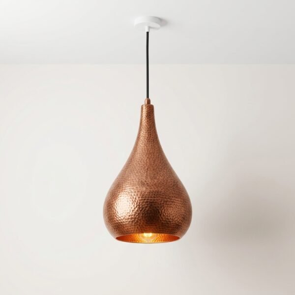 Handmade Hammered Copper Teardrop Pendant Light by Microry