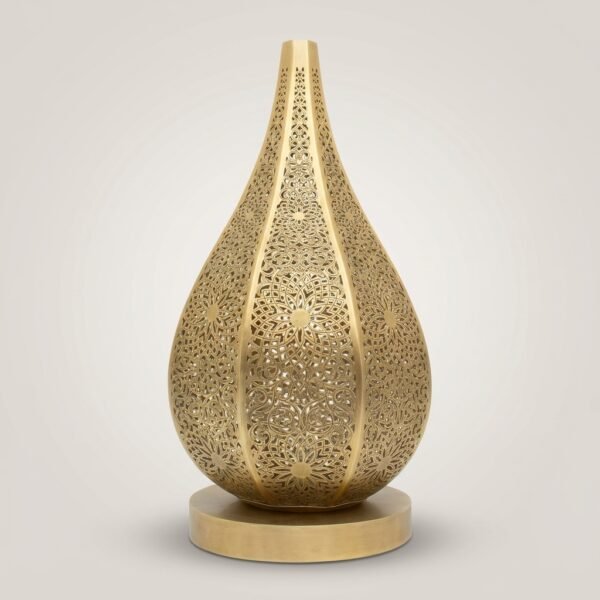 Latif Handmade Brass Table Lamp with Engraved Seed Pod Design