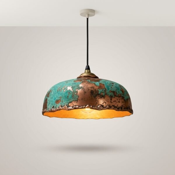 Handmade Verdigris Patina Copper Dome Pendant Light